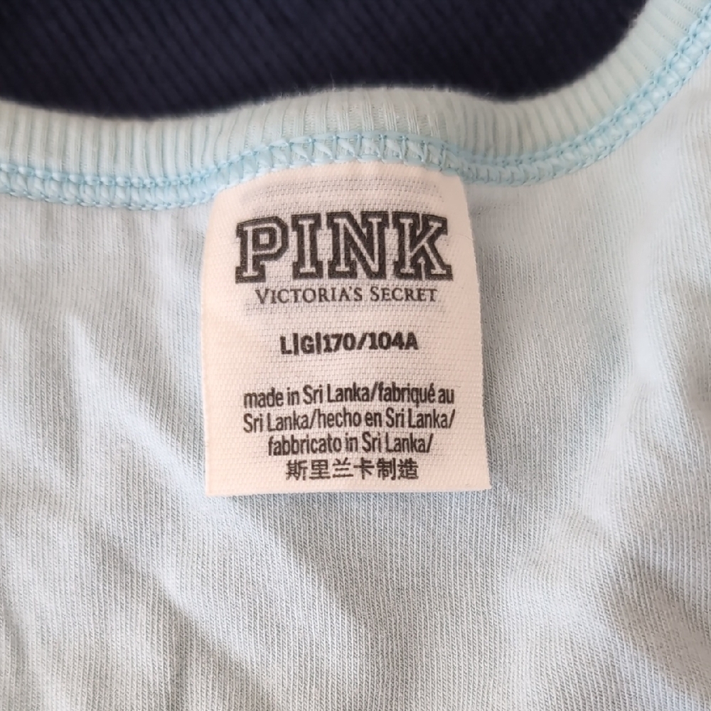 PINK Victoria's Secret Cropped Shelf Bra Racerback Tanks - Navy and Mint Blue - Picture 4 of 7
